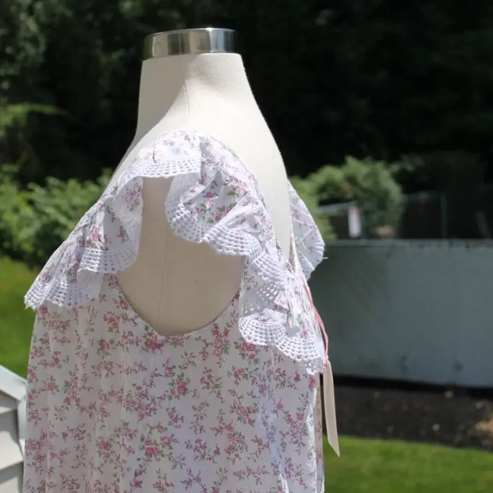 Rachel Ashwell Women's Ditsy Floral Cotton Sweet Babydoll Nightgown Size Medium - Picture 12 of 14